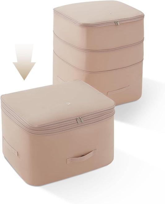 Eachy 3-Pack Comforter Storage Bag Blanket Storage Bags, 136L Compression Storage Bags for Blanket Comforter, Ultra Space Saving Self Compression Organizer