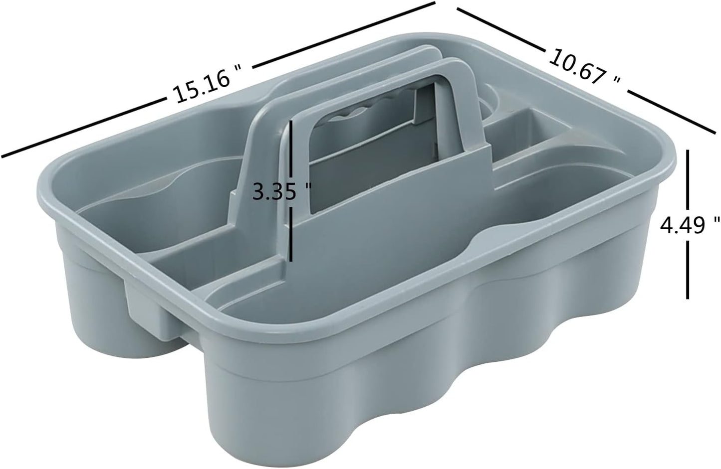 4 Packs Commercial Products Deluxe Carry Caddy, Plastic Cleaning Supplies Caddy with Handle, Gray
