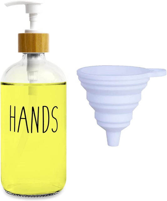 Clear Glass Soap Bottle - Hands Free Dispenser for Kitchen or Bathroom