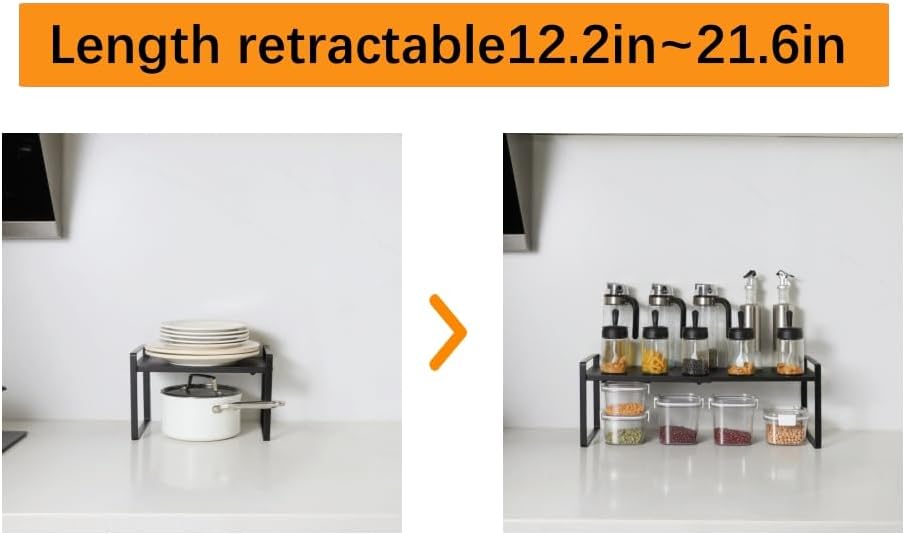2-Pack Expandable Shelf Organizer for Kitchen Countertop, kitchen organizers and storage，under sink expandable shelf organizer