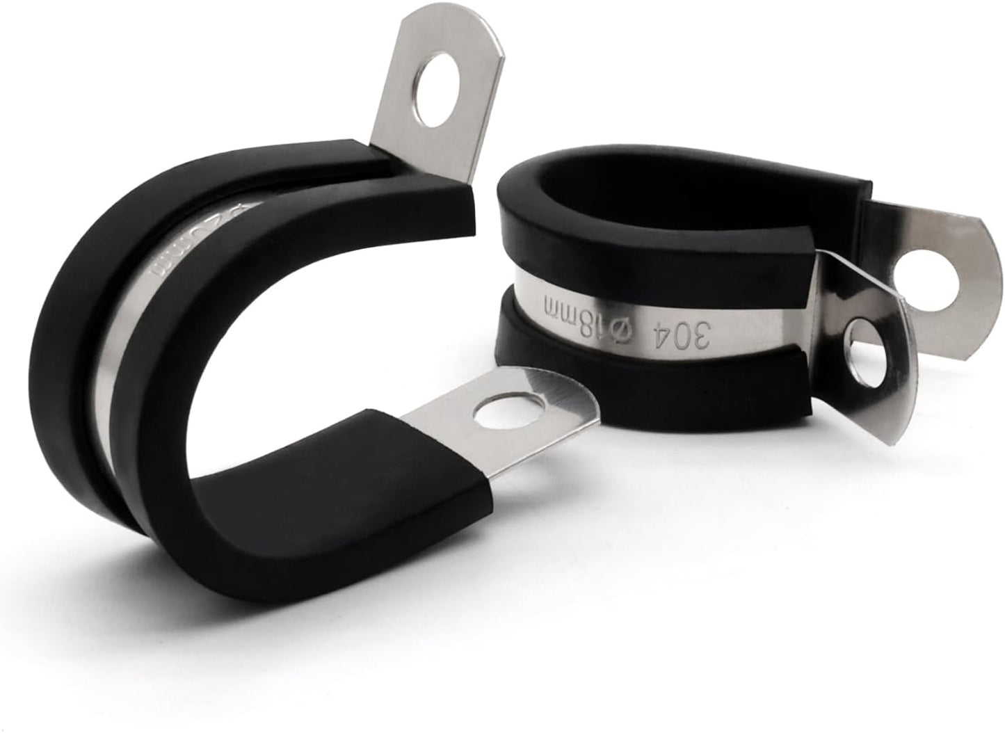 1-1/2 Inch Wire Clamp, 10 Pack Stainless Steel Cable Clamp, Rubber Metal Loop Clamps Bracket Tools Pipe Clamps (38mm)