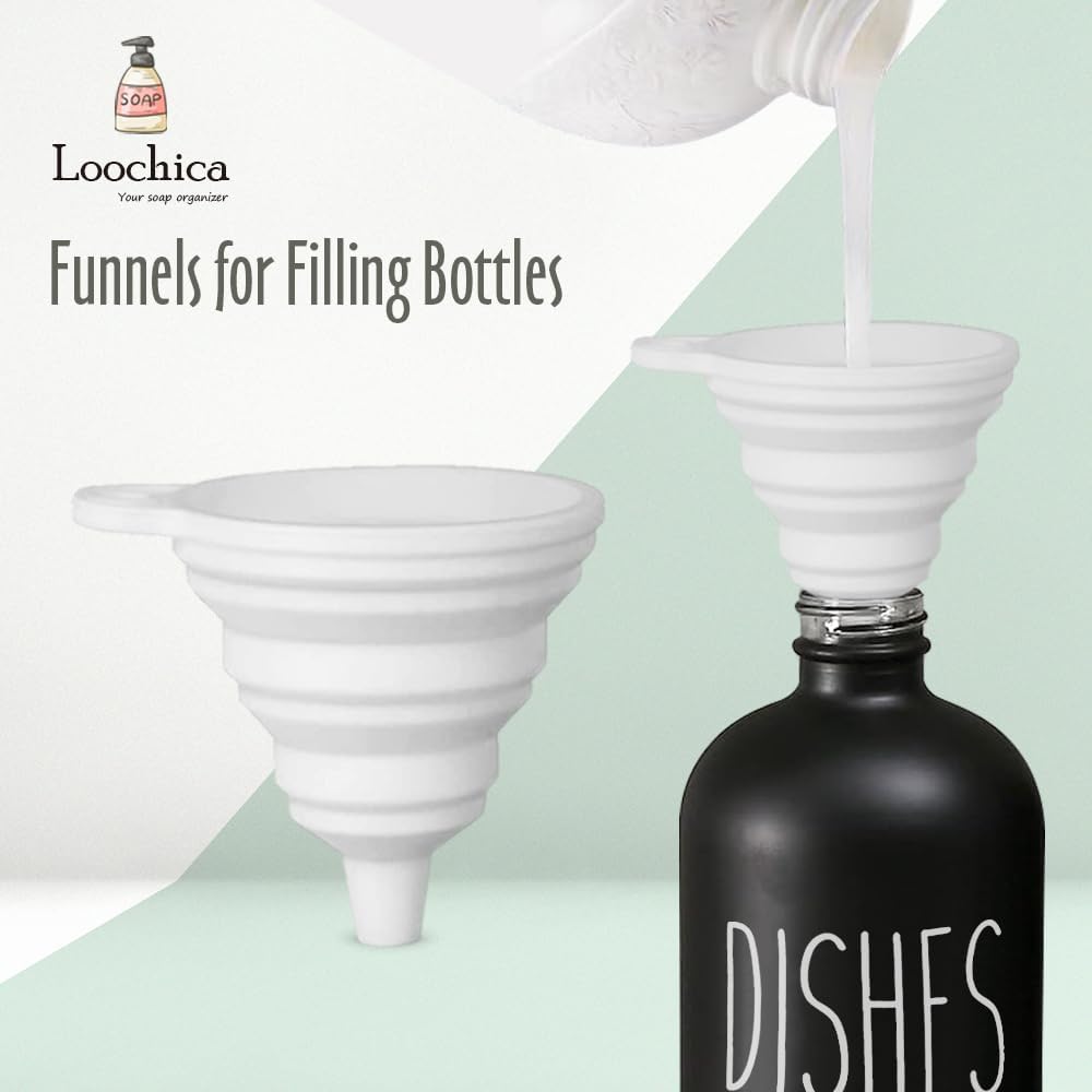 Black Glass Kitchen Soap Dispenser, Detergent Dispenser or Dish Soap Dispenser for Kitchen Sink, Black Soap Dispenser, Modern Farmhouse Decor Dish Soap Pump for Kitchen Organization