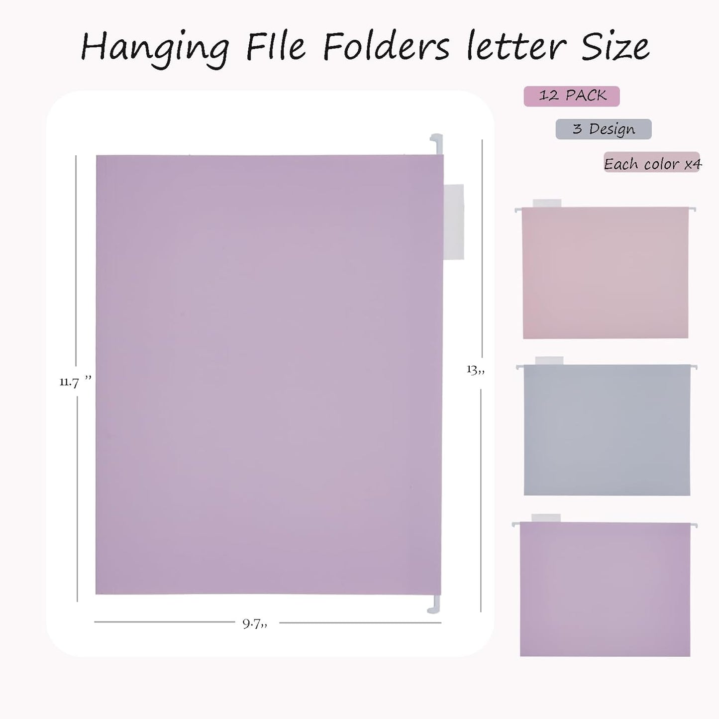 Hanging Rose Gold File Organizer, equipped with 12 letter sized hanging folders, file baskets, file boxes, storage boxes, office and study supplies, blue