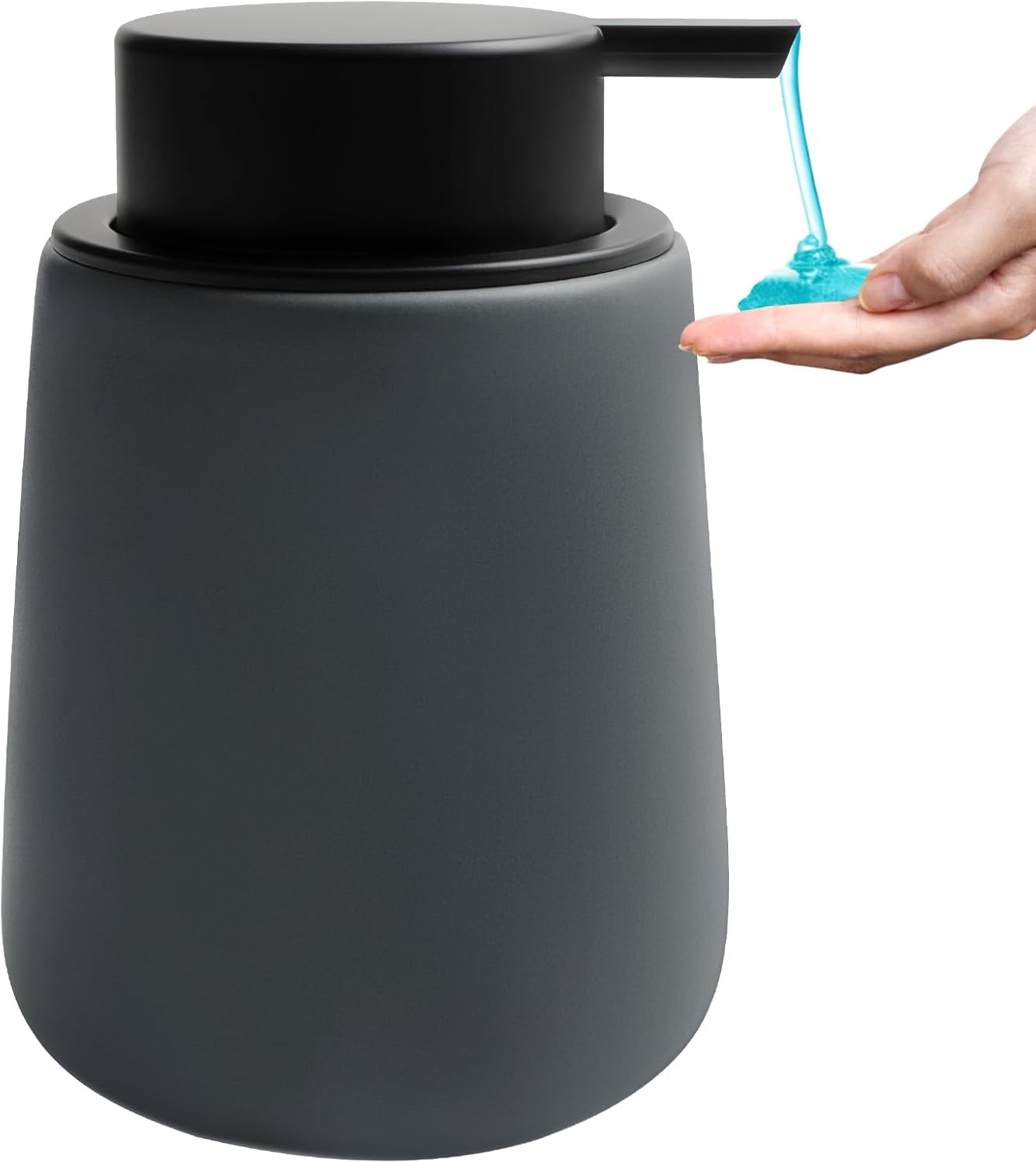 Soap Dispenser Ceramic with Easy-to-Press Pump Hand Lotion Liquid Dispenser for Shampoo Bathroom Kitchen 12 oz Grey