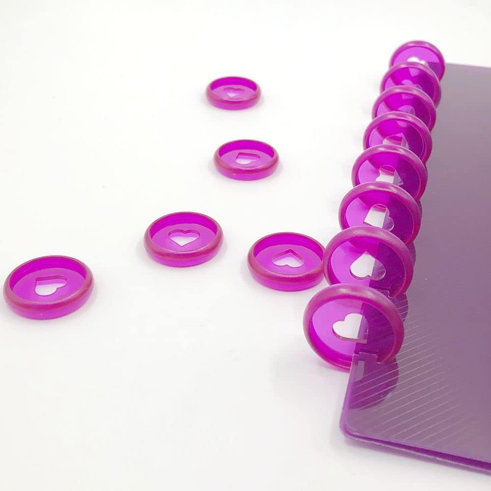 100pcs Planner Expander Discs 0.94Inch Book Binding Disc For Discbound Notebook Accessories Heart Binder Rings(Transparent Purple,0.94inch/24 mm)