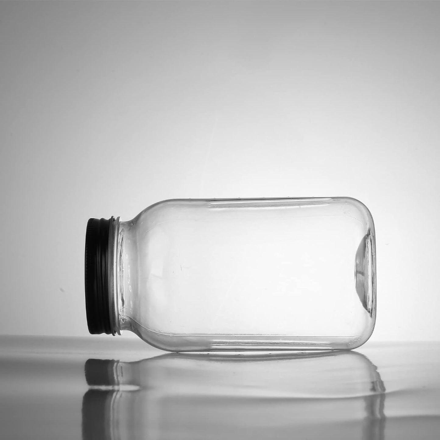 novelinks 32 oz Plastic Food Storage Jars with Metal Lids – 6 Pack BPA-Free Clear Airtight Containers for Pantry, Spices, Snacks, Kitchen & Bathroom Organization – Leak-Proof Reusable Jars (Black)