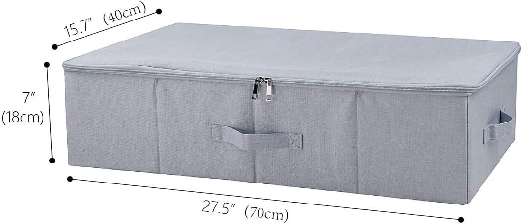 Pack of 3, Folding Under the Bed Storage Bins with Lids, Clothes, Shoes, Blanket, Bedding Closet Organizer Containers, Bedroom Storage Organizer Basket, Space Saving Organiser Bins, Light Gray