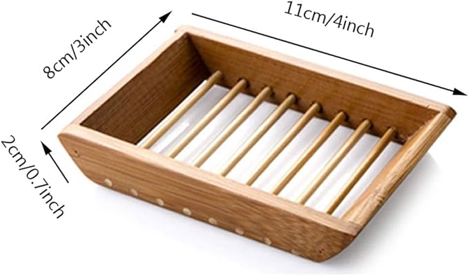 Kaxich 2 Pack Bamboo Wooden Soap Dish Shower Soap Storage Holder Saver Soap Tray Plate for Bathroom Shower Vanities Kitchen Sink