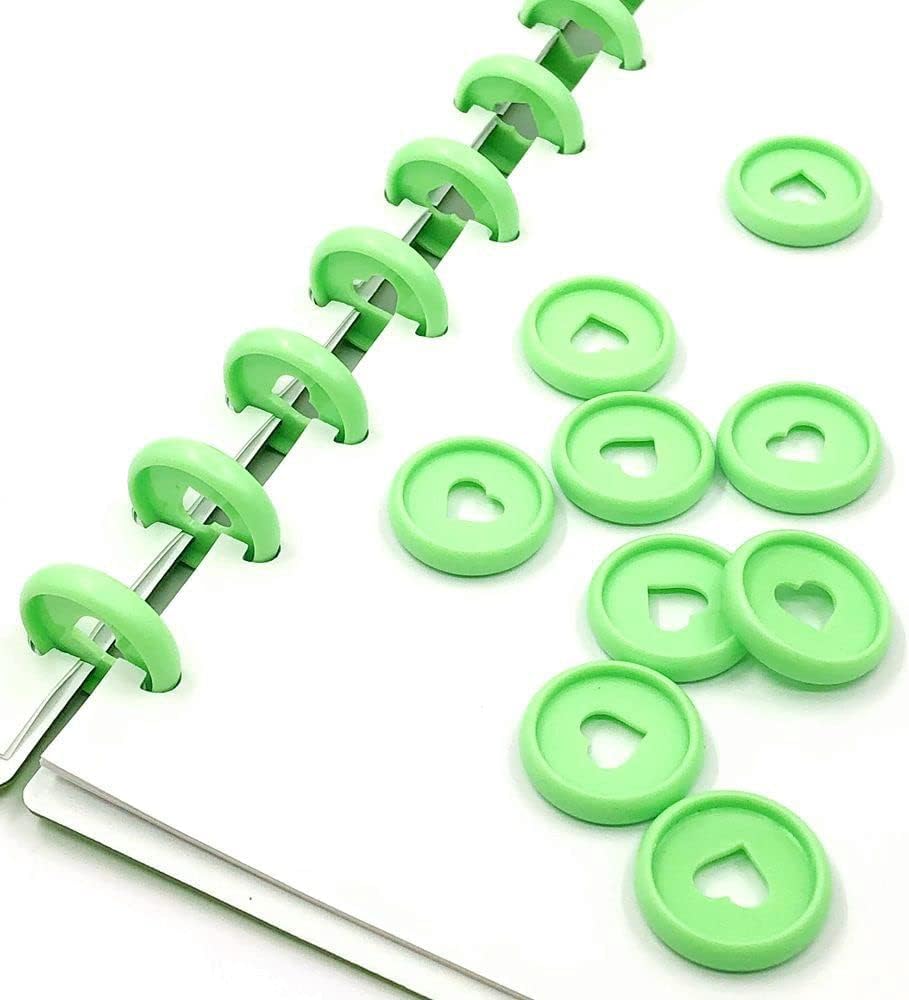 100pcs Planner Expander Discs 1.26Inch Book Binding Disc For Discbound Notebook Accessories Heart Binder Rings(Green,1.26 inch/32 mm)