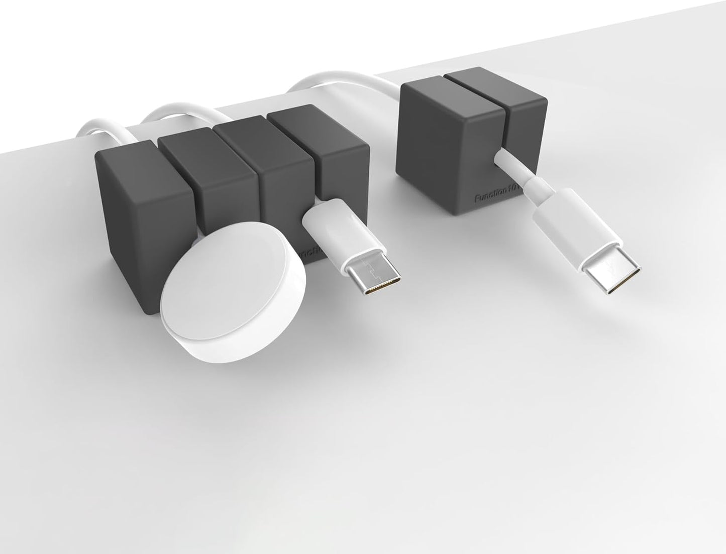 Function101 Weighted Magnetic Cable Blocks–Non-Adhesive Anchors for Cable Organization–Weighted Cord Holders & Accessory Organizer – Durable Magnetic Accessories for Office Use (Dark Gray, Pack of 3)