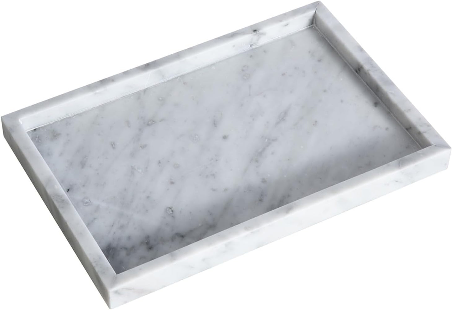 HAMKAWA Large Bathroom Vanity Tray, Real Natural Marble Sink Tray 12 Inch, Carrara White Stone Toilet Tank Trays, Modern Dresser Trays, Countertop Organizer for Kitchen Counter, Soap Dispenser
