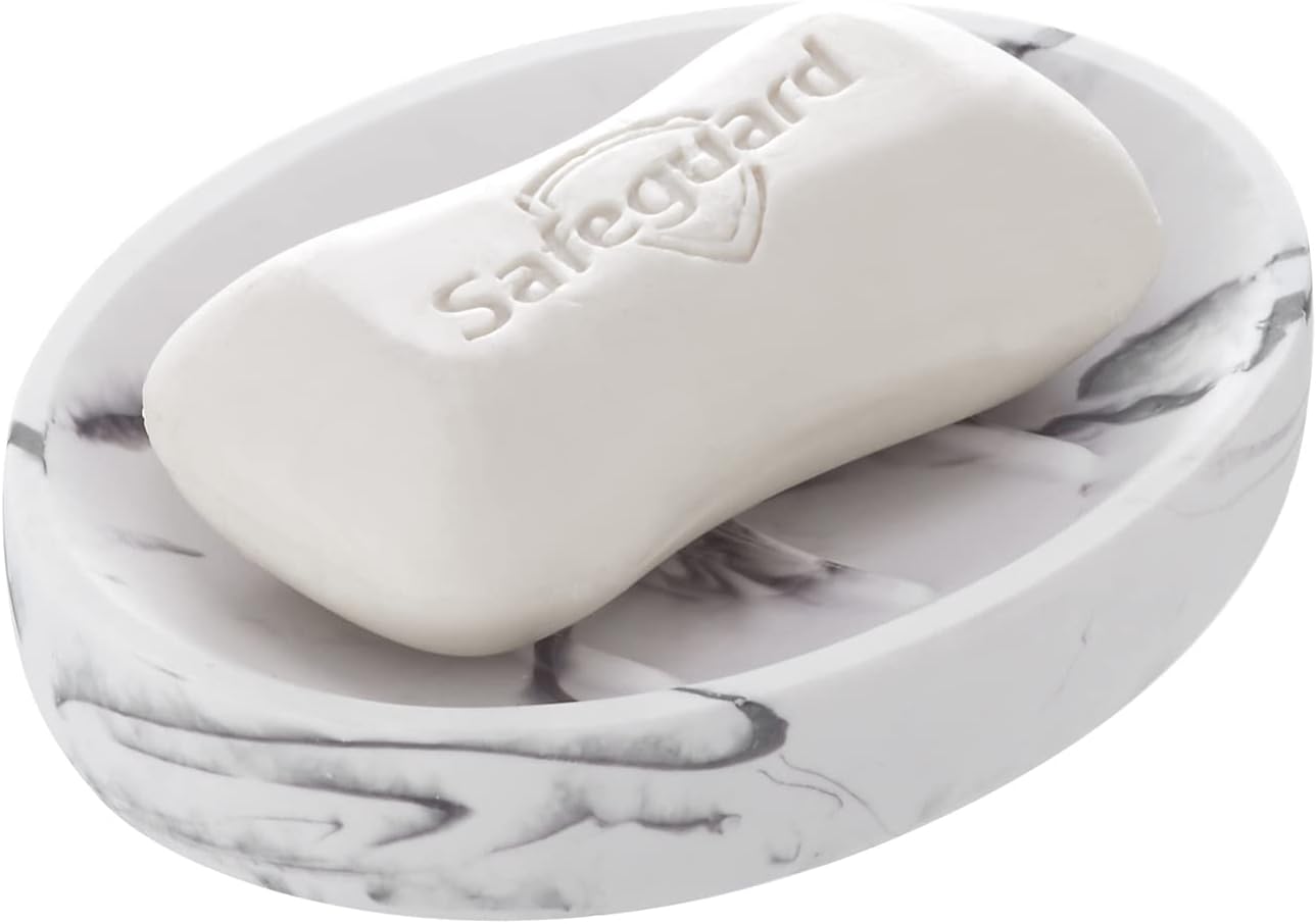 Marble Look Soap Dish - Bar Soap Holder for Shower, Bathroom & Kitchen Sink