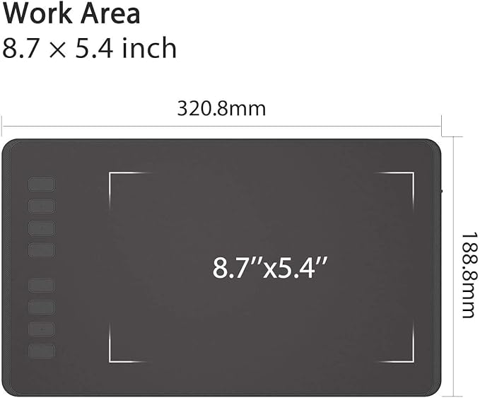 HUION Inspiroy H950P Drawing Tablet, 8x5 inch Digital Art Tablet with Battery-Free Stylus, 8192 Pen Pressure, Tilt, 8 Hot Keys, Graphic Tablet for Design, Writing, OSU, Work with Mac, PC, Mobile