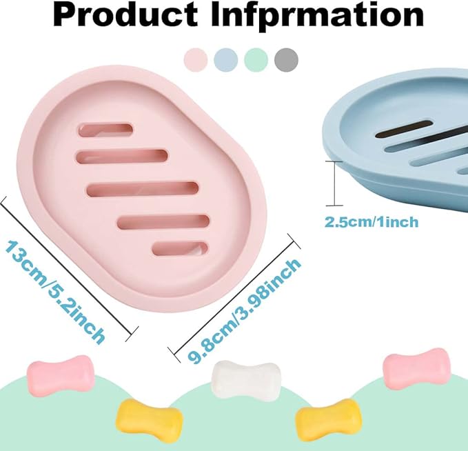 4Pcs Double-Layer Bar Soap Holder for Shower Soap Dish with Drain Soap Saver Box Container Plastic Soap Dish for Bathroom Counter,Kitchen,Toilet