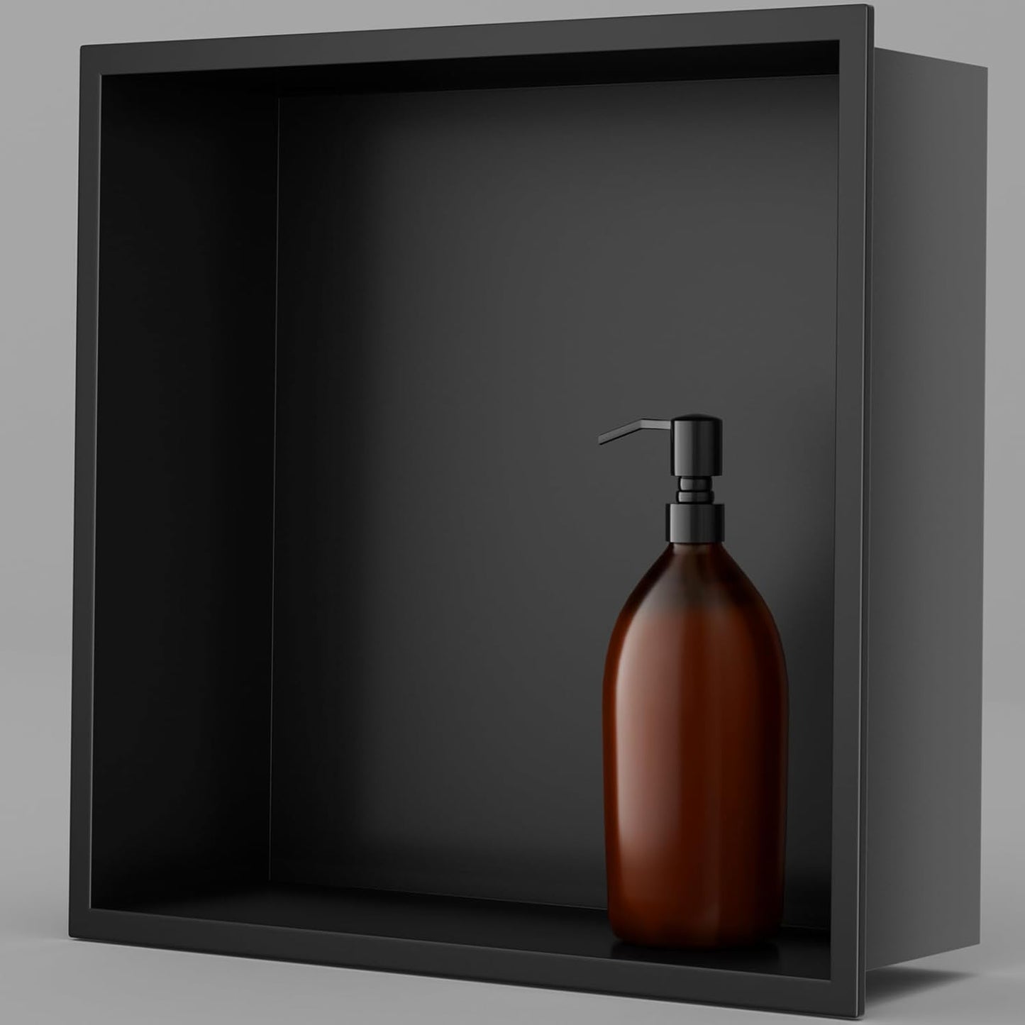 Achelous Stainless Steel Insert Shower Niche 12" X 12", No Tile Needed, Recessed Shower Shelf Organizer, Matte Black