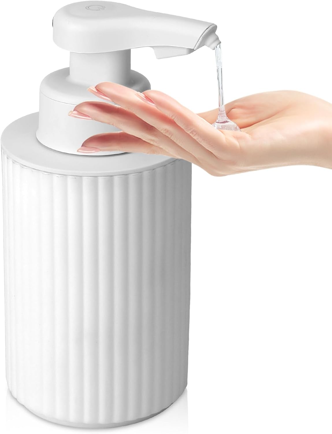 Automatic Soap Dispenser Liquid Touchless: 9oz White Plastic - Rechargeable Electric Smart 3 Level Adjustable Auto Hand Soap Dispenser - Dish Bathroom Kitchen