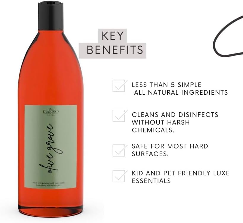 Home 'Olive Grove' Mop Soap, Natural Cleaner Infused with Olive Leaf, Rose & Green Leaf Scents - Safe & Effective Floor Cleaner/Wet Dry Vacuum Multipurpose Concentrate/ 32oz