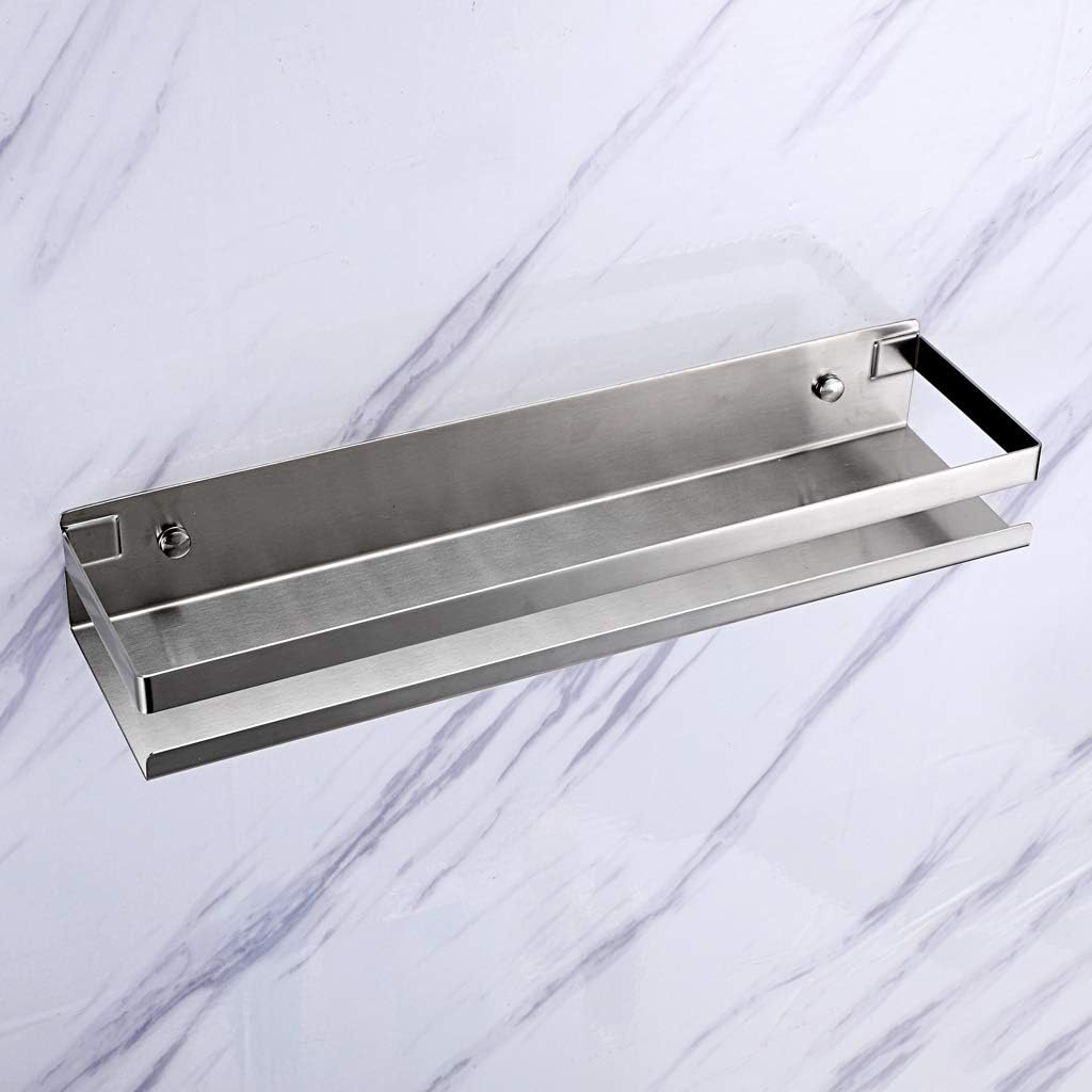 OwnMy Bathroom Shower Shelf Stainless Steel Bath Kitchen Basket Shower Caddy Rack, Rustproof Metal Bathroom Storage Floating Shelves Wall Mounted Shower Corner Rectangular Shelf - 16 Inch Silver