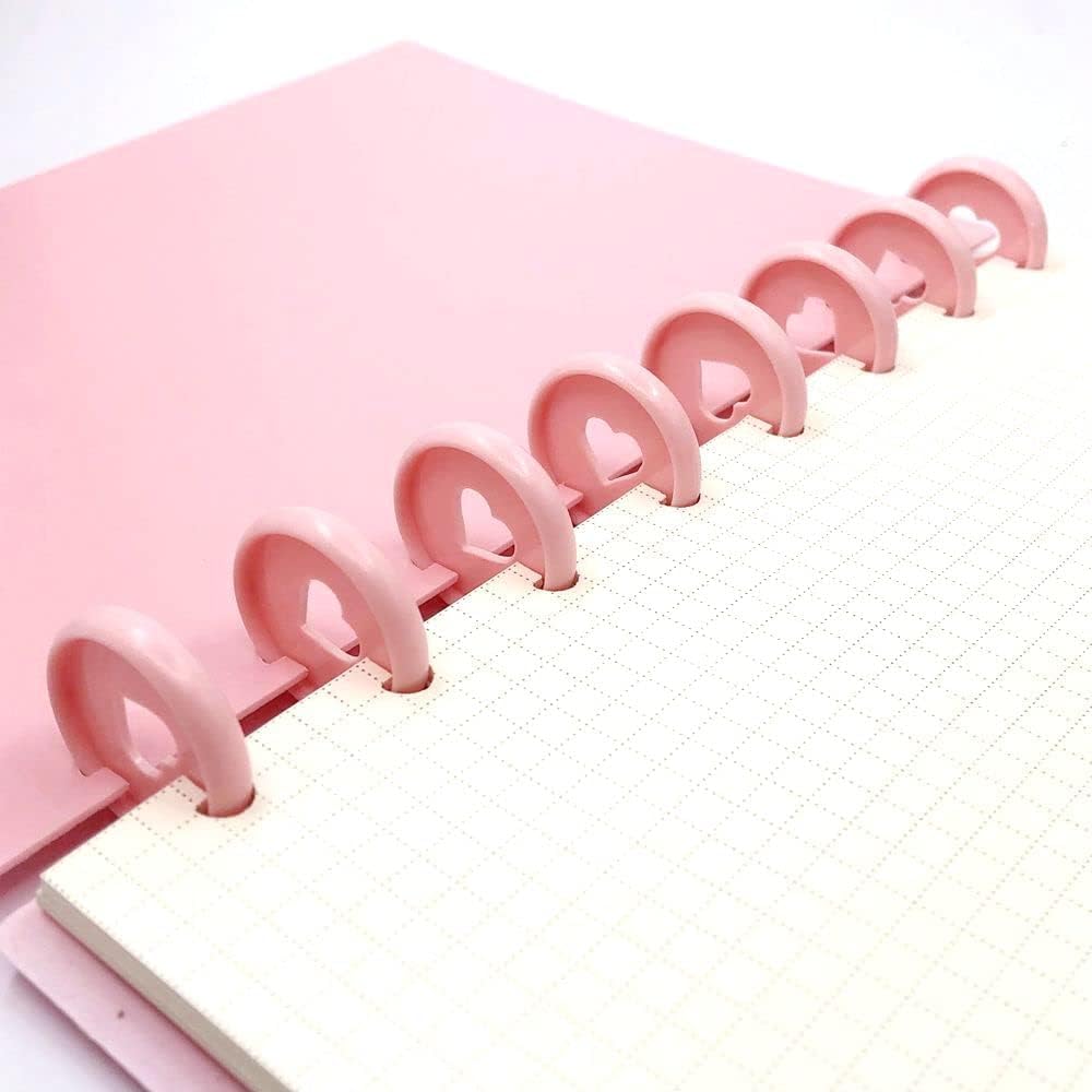 100pcs Planner Expander Discs 1.1Inch Book Binding Disc For Discbound Notebook Accessories Heart Binder Rings(Pink,1.1 inch/28 mm)