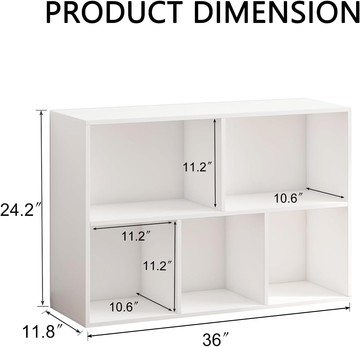 Wooden 5 Cube Storage Organizer with Closed Back Panel,White Cube Shelf Heavy Duty Cubby Storage Organizers with Compartments for Living,Display Shelf,Bookshelf,Storage Furniture