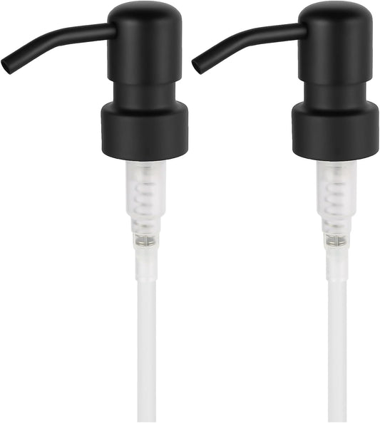 2 Pack Soap Dispenser Pump Head Replacement 304 Stainless Steel for Standard 28/400 (26 mm - 28mm / 1.02 in-1.10 in) Neck Size, Kitchen Bathroom Lotion Refill Dispenser (Black)