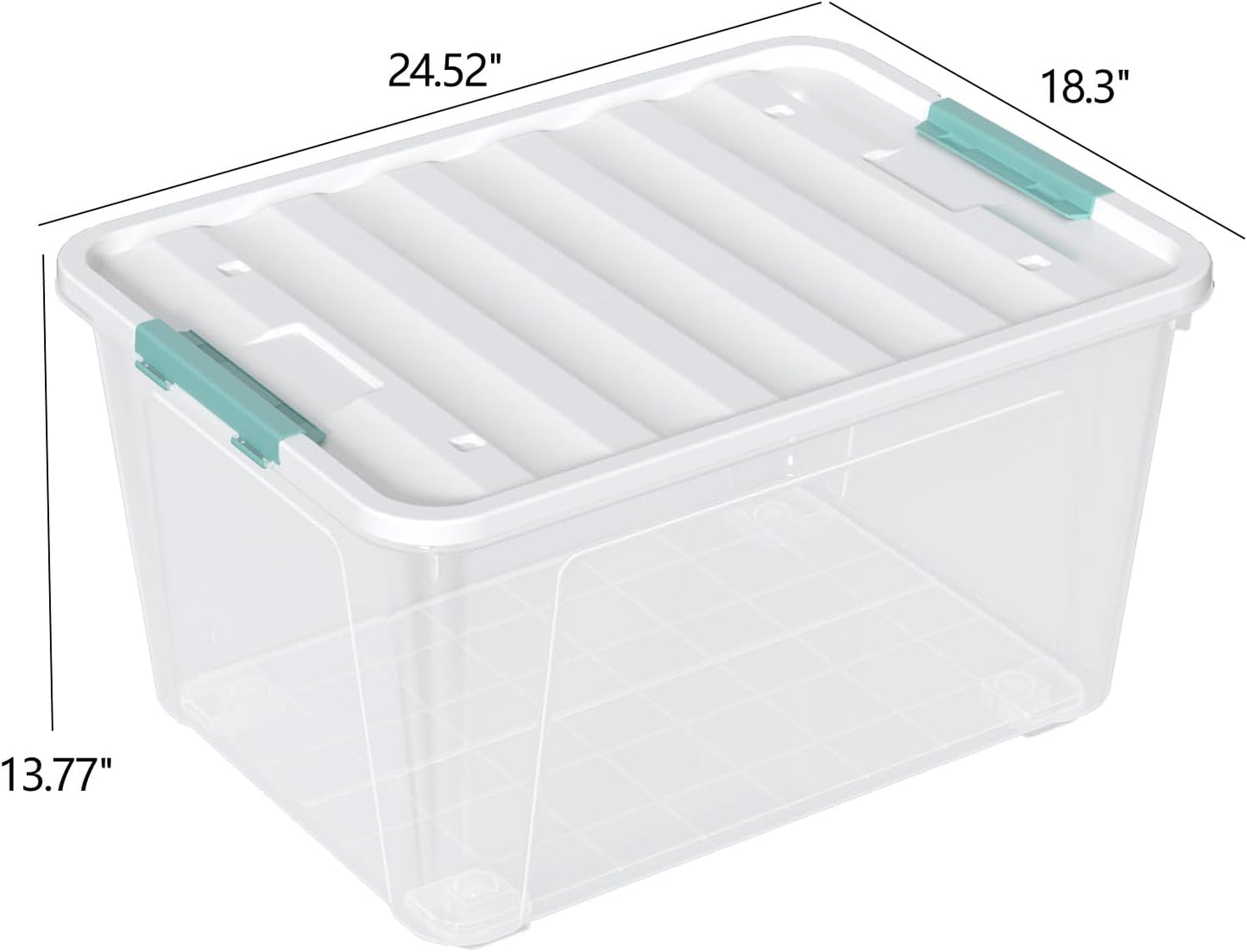 85 Quart Large Plastic Storage Bins, 4-Pack Clear Plastic Storage Box with Wheels