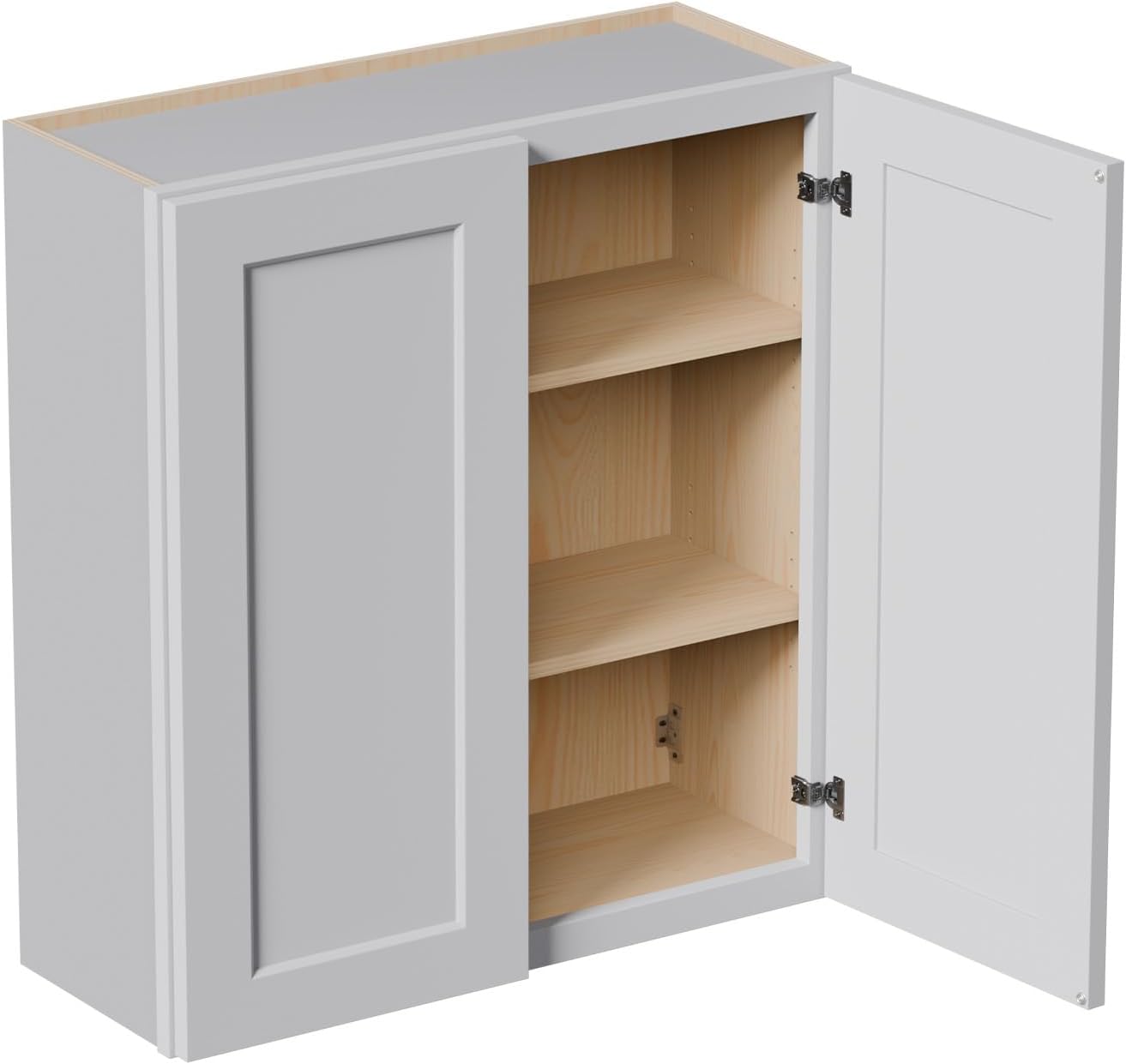 33 Inch Laundry Room Cabinets Wall Mounted, Solid Wood Over The Toilet Storage Cabinet, Bathroom Organizer Cabinets with 2 Door & Shelves, Easy to Assemble for Kitchen, Garage - Light Gray