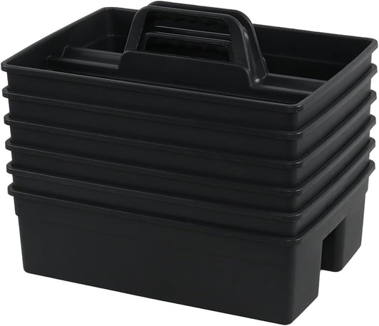 3 Compartment Cleaning Supplies Caddy, 6-Pack Plastic Cleaning Caddy with Handle, Gray