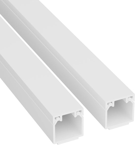 D-Line 6.56ft Cable Raceway, Self Adhesive Cord Cover, Hide Surface Wires, Paintable - 2X 0.63in (W) x 0.63in (H) x 39in Lengths - White