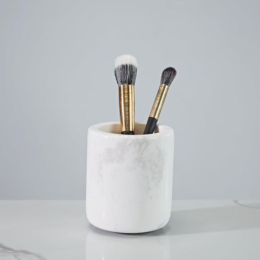Luxury White Marble Bathroom Essentials Set - Elegant Spa Collection with Timeless Design, High-End Bath Accessories, Premium Stone Craftsmanship for Modern & Classic Decor (Toothbrush Holder)
