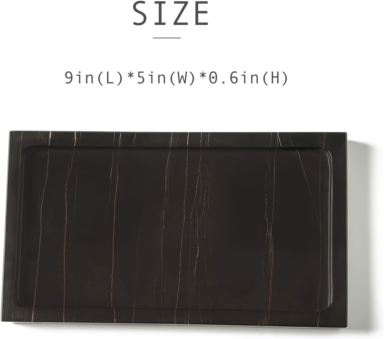 Natural Real Marble Bathroom Vanity Tray Countertop 9'' Makeup Organizer for Dresser, Guest Towel Holder Tray Napkin Holder for Bathroom (Black)