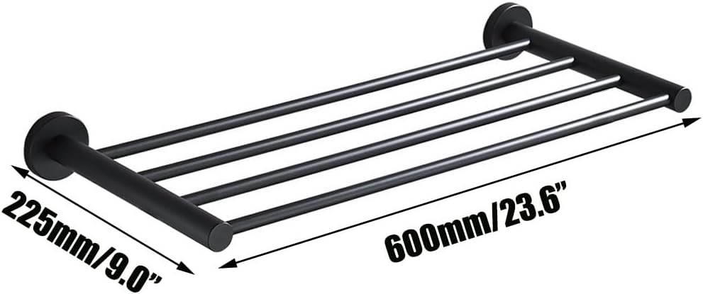 Bathroom Towel Rack, Hotel Style Towel Racks for Bathroom Wall Mounted, Modern Towel Bar Rack 23.6 Inch, 2-Tier Towel Shelves, Black