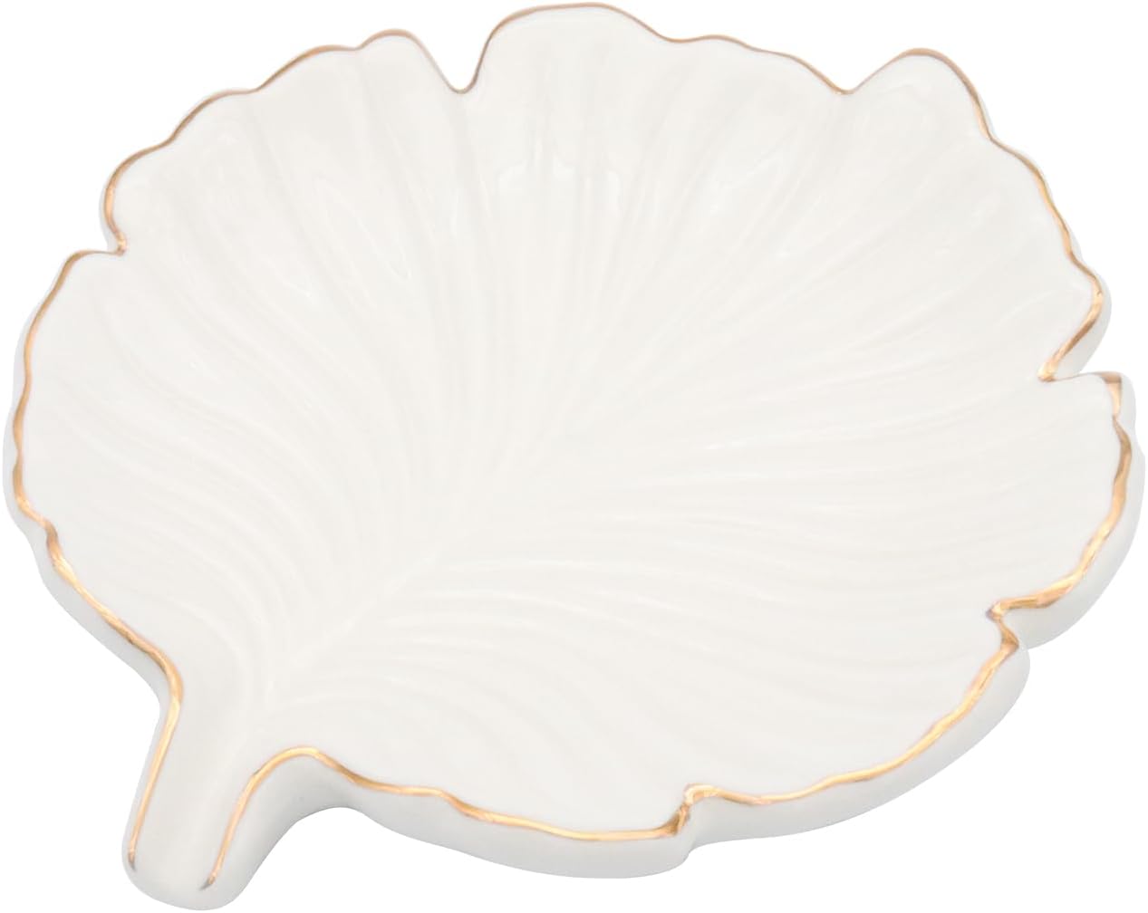 White Leaf Bathroom Soap Dish,Ceramic Soap Dish Holder in Palm Leaf Style,Self Draining Design and Used to Hold Various Small Bathroom and Kitchen Accessories