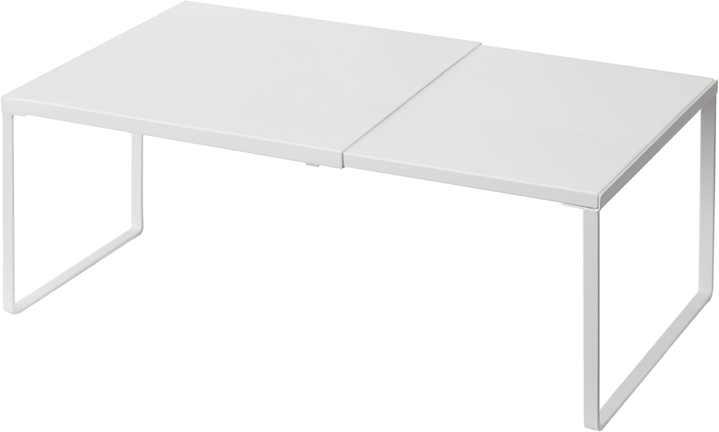 Nxconsu Cabinet Shelf Expandable Organizer Riser Rack for Kitchen Pantry Cupboard Under Sink Countertop Home Organization Extra Storage Space Saver Heavy Duty Metal Edgeless Design White Large