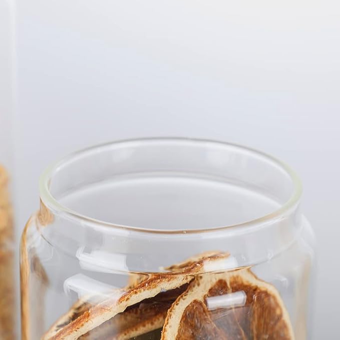 Glass Storage Jars with Wood Lid [Set of 5], Airtight Food Containers Stackable for Coffee Beans| Nuts| Pasta