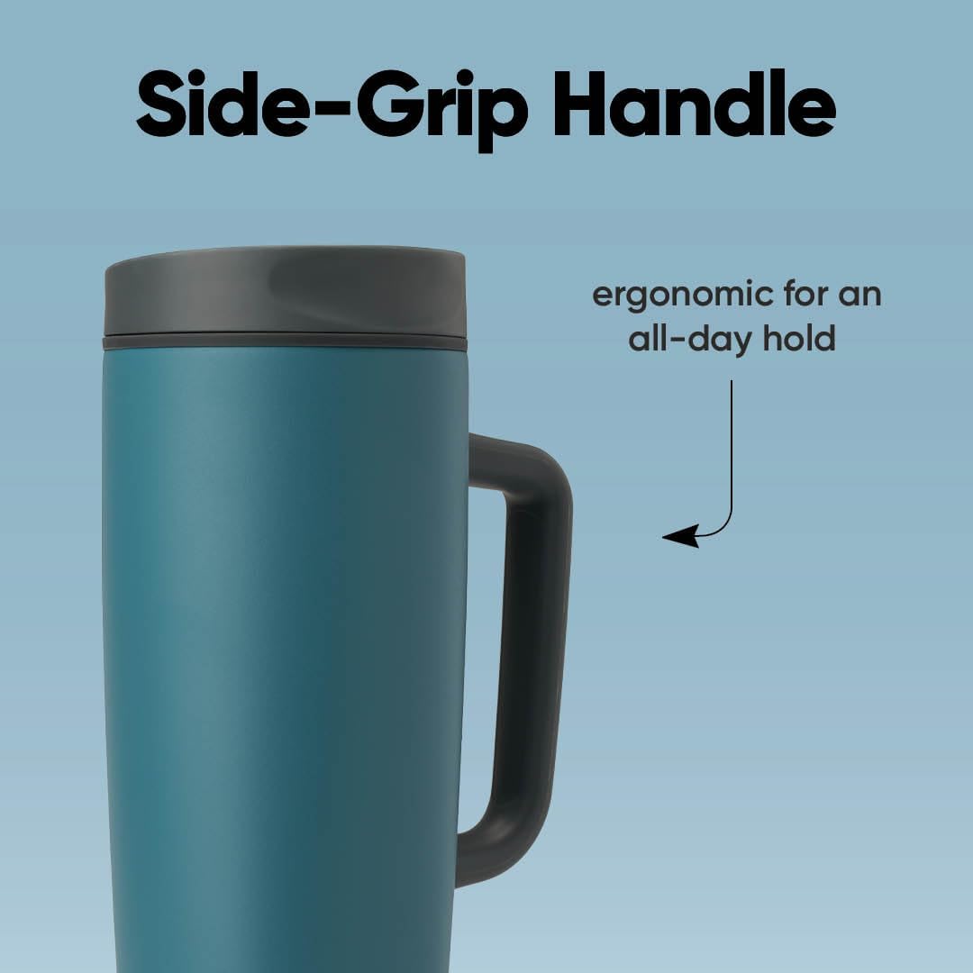 Owala SmoothSip Slider Stainless Steel Insulated Travel Mug with handle, 100% Leak Proof, For Hot and Cold Drinks, Travel Friendly with Sliding Lock Lid, 24 oz, BPA Free, Leak Proof, High Dive