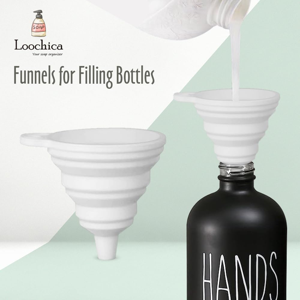 2 Pack Black Glass Soap Dispenser Set, Matte Black Soap Dispenser for Sink, Rustic Kitchen Decor