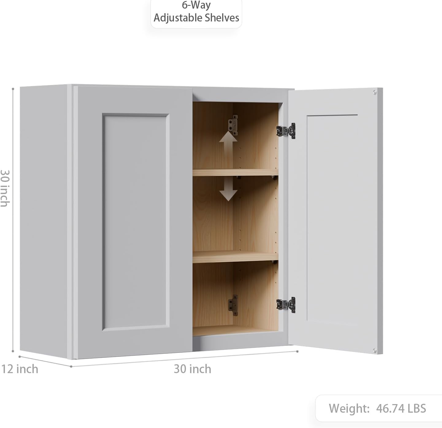 33 Inch Laundry Room Cabinets Wall Mounted, Solid Wood Over The Toilet Storage Cabinet, Bathroom Organizer Cabinets with 2 Door & Shelves, Easy to Assemble for Kitchen, Garage - Light Gray