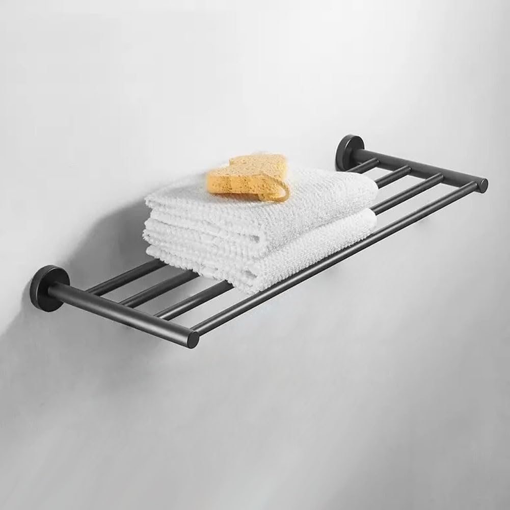 Bathroom Towel Rack, Hotel Style Towel Racks for Bathroom Wall Mounted, Modern Towel Bar Rack 23.6 Inch, 2-Tier Towel Shelves, Black