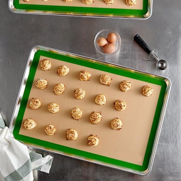 Professional Silicone Baking Mat, Non-Stick, Full Size 16.5 x 24.5 Inch, Green Border, Heavy Duty Fiberglass for Commercial Kitchen and Bakery