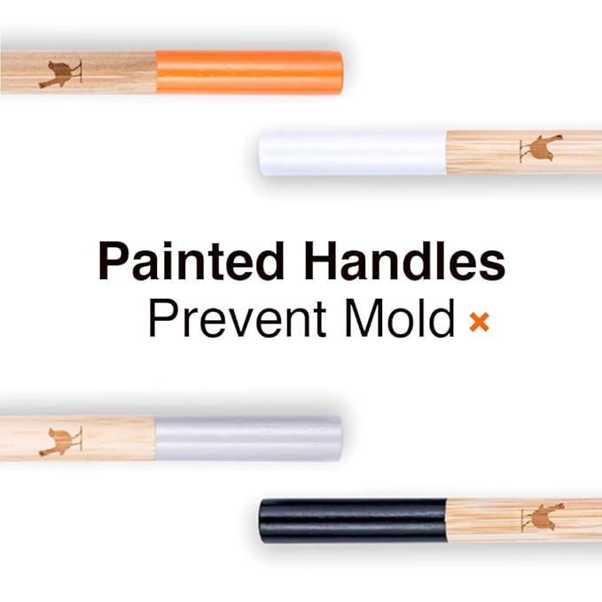 Bamboo Toothbrush with Soft Charcoal Infused Bristles, Set of 4