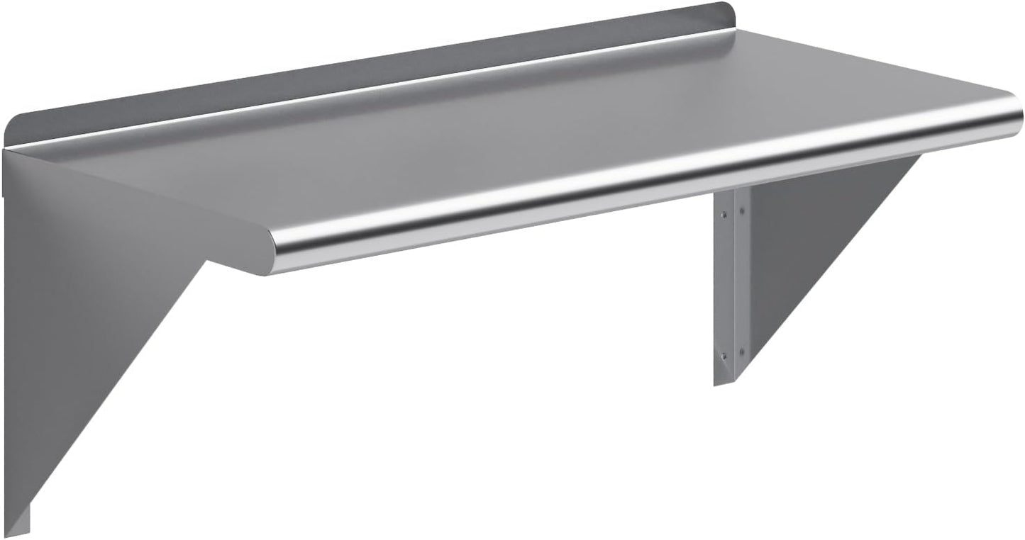 AmGood 30" Long X 14" Deep Stainless Steel Wall Shelf | NSF Certified | Appliance & Equipment Metal Shelving | Kitchen, Restaurant, Garage, Laundry, Utility Room