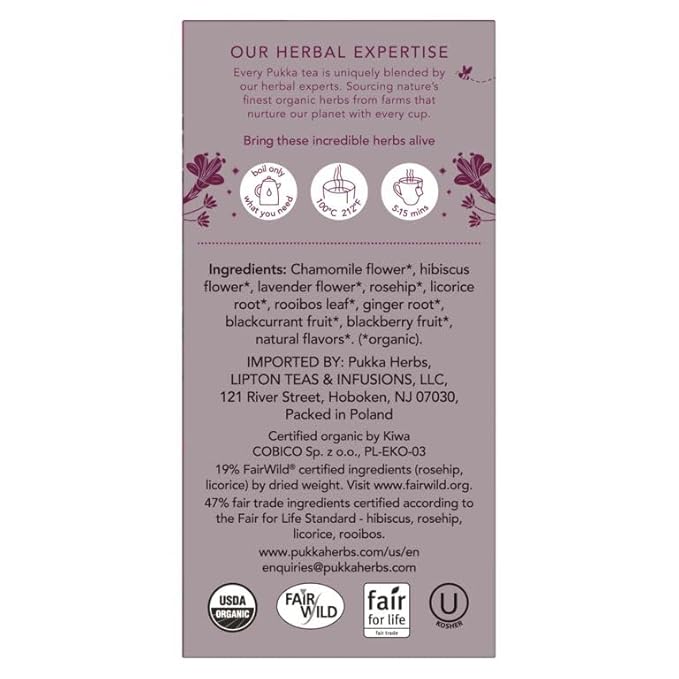 Pukka Night Time Berry Organic Herbal Tea, Soothing Infusion With Chamomile, Lavender & Elderberry, Tea Gift Set For Bedtime Relaxation, Caffeine Free, 80 Total Bags (20ct - Pack of 4)