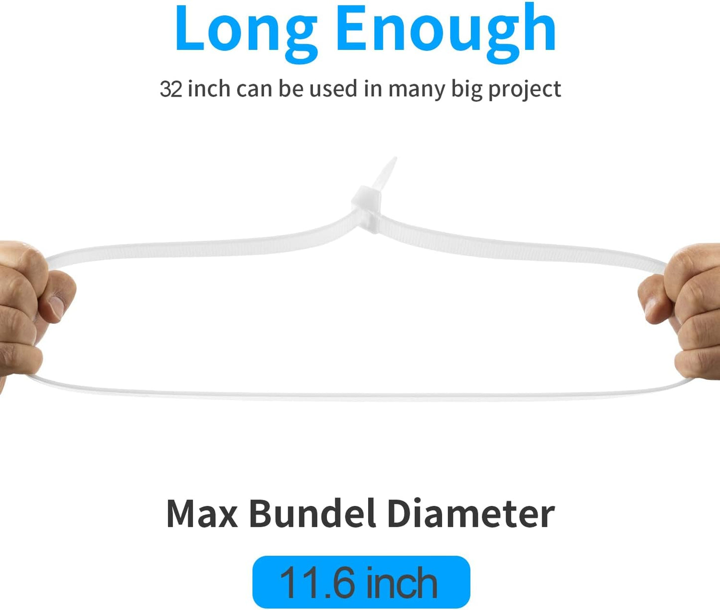 32 inch White Cable Zip Ties Heavy Duty 15 PCS, 440 LBS Ultra Exclusive Strong Big Plastic Wire Ties, Large Cable Ties Extra Long Tie Wraps, Indoor and Outdoor Use