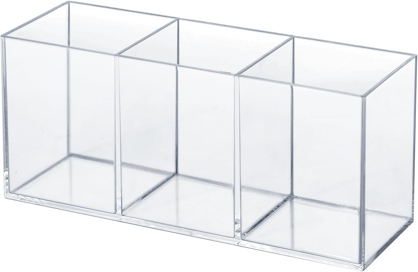 Clear Acrylic Silverware & Pen Organizer Caddy, Transparent Plastic Silverware Holder, Perfect for Office, Bedroom, and Bathroom Storage