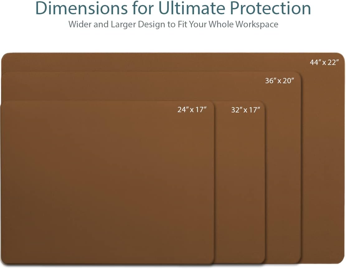 Vine Creations Leather Desk Pad - Large 44" x 22", Desk Protector, PU Leather, Brown