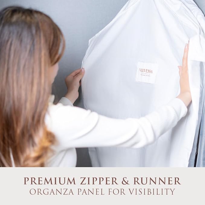 Premium 58” Cotton Garment Bag for Hanging Clothes and Storage | Breathable Hanging Garment Bag for Full- Dresses, Fur Coats, Gowns, and More - Clothing Bags for Hanging Clothes