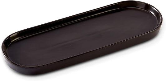 Simple Style Ceramic Sink Tray - Bathroom and Kitchen Counter Tray (Black)