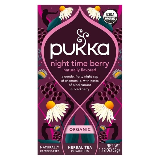 Pukka Night Time Berry Organic Herbal Tea, Soothing Infusion With Chamomile, Lavender & Elderberry, Tea Gift Set For Bedtime Relaxation, Caffeine Free, 80 Total Bags (20ct - Pack of 4)