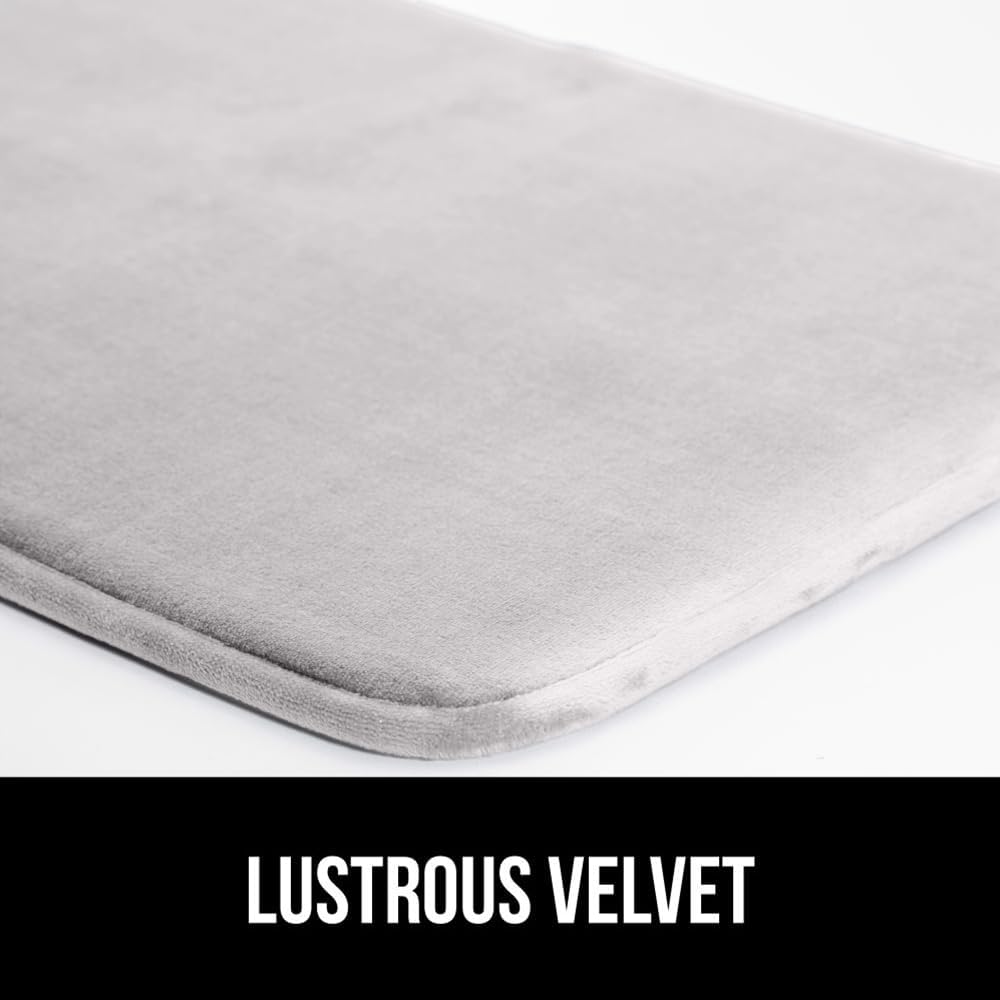 GORILLA GRIP Memory Foam Bath Rugs, Soft Absorbent Velvet Bathroom Mats, Durable Dots on Underside, Machine Washable Bathmat, Carpet Rug Room Decor for Shower Floor, 42x24 Mat, Light Gray